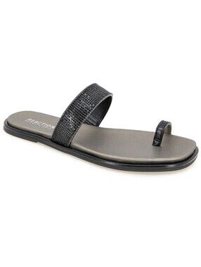 Kenneth Cole Reaction Shoes Wilfred Toe Loop Flat Sandals Black 10M